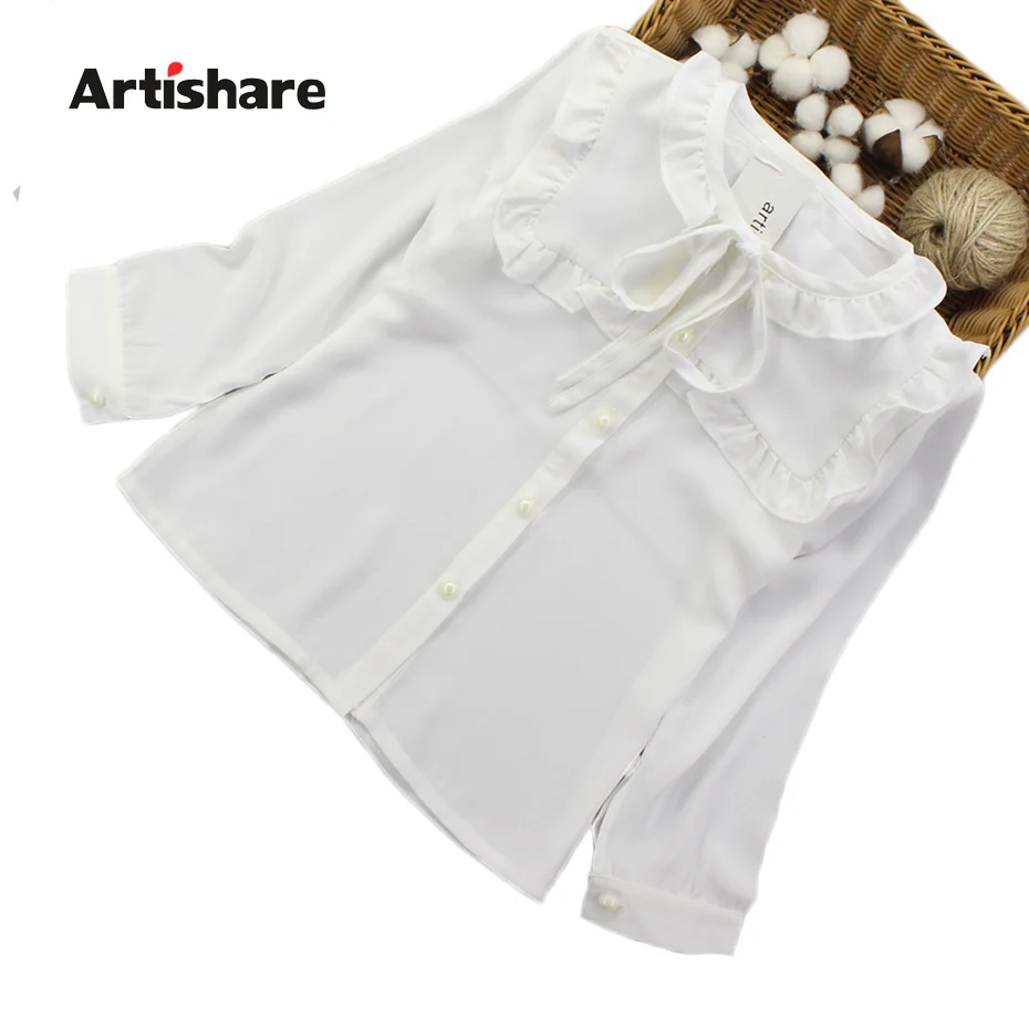 

Artishare Girls White Blouses Autumn Spring Full Sleeve Shirts For Girls School Uniform Fashion Kid Shirts Teenage Child Clothes