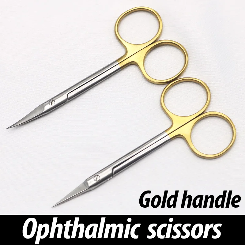 

Double-eyelid scissors with gold handle 9.5cm stainless steel surgical instrument for ophthalmic surgery