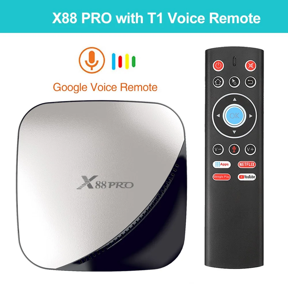 X88 Pro Smart tv Box RK3318 4K Android tv Box Android 9,0 2,4G/5 Ghz dual Wifi 4K 60fps USB3.0 Google PlayStore Netflix Youtube