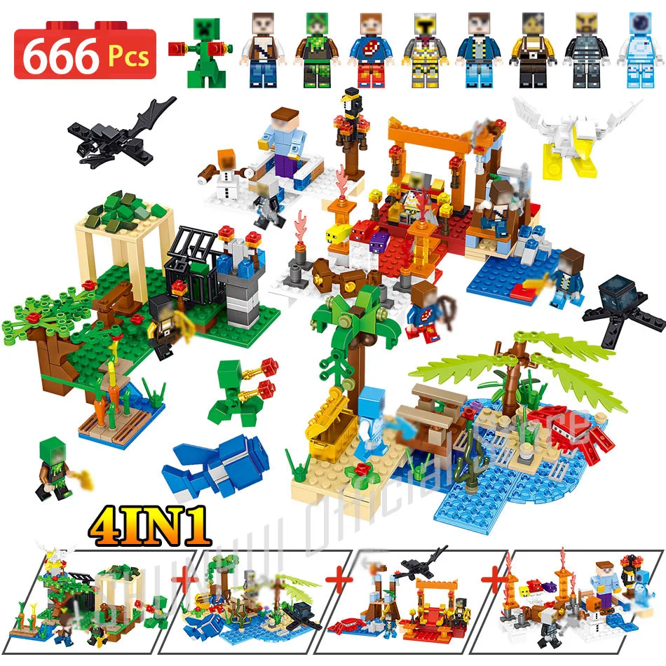 

Creator Blocks Seaside Resort Village Compatible LegoING Minecrafted Module Designer Educational Bricks Toys for Children Gift