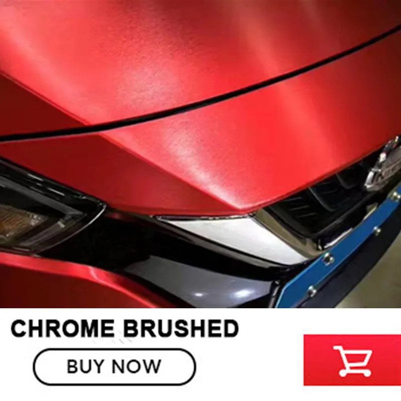Premium red Matte Chrome Brushed red Vinyl Wrap Film Bubble Free For Car Wrapping chrome Brushed Car Sticker Free Ship car styling matte chrome brushed metallic vinyl film car stickers and decals automobiles car body wrapping foil air bubble free