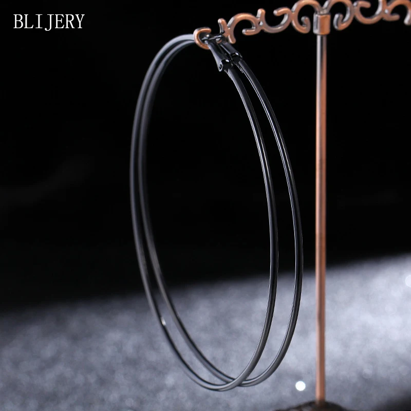 

BLIJERY Fashion Black Large Hoop Earrings for Women Basketball Brincos 100MM Big Circle Earrings Party Punk Jewelry female aros