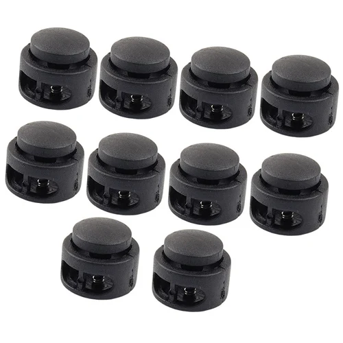 

MEOF New 10x Spring Stop Double Holes Plastic Lanyard Cord Locks End