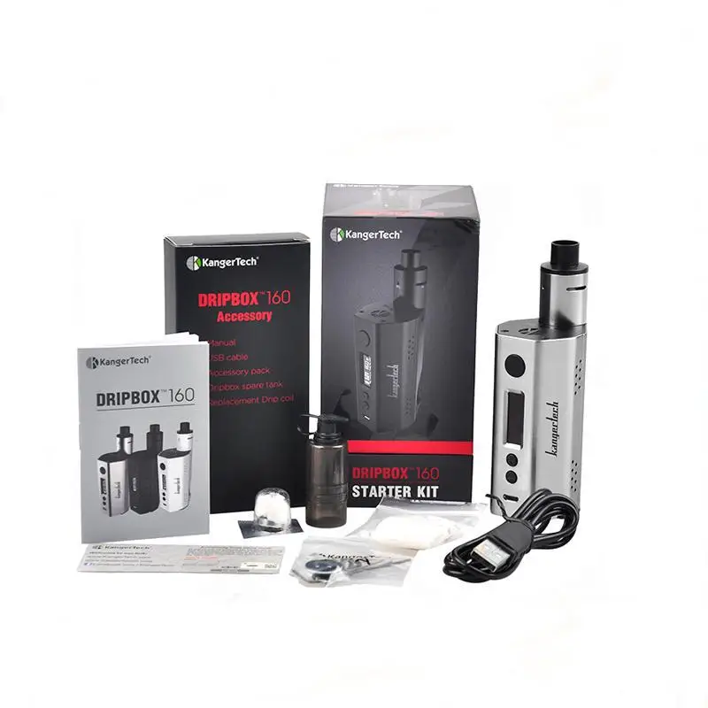 Original Kanger Dripbox 160 Electronic Cigarette with Subdrip RDA Atomizer DIY Drip Base and Clapton Coil 510 thread