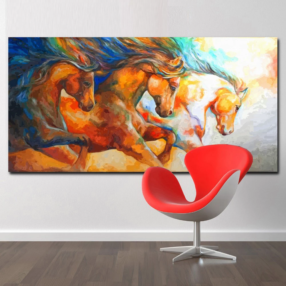 HD печатная абстрактная художественная живопись дикая лошадь бегущая картина холст с печатью постера художественная живопись настенные художественные картины для гостиной