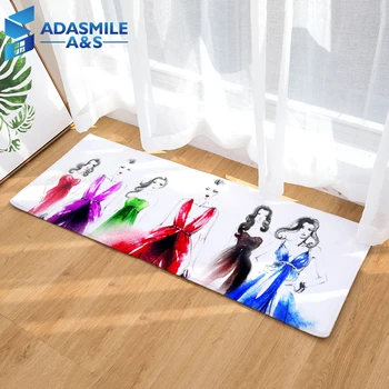 

White Beauty Eye Shadow Printed Kitchen Bedside Area Rugs Flannel Toilet Carpet Bathmat Outdoor Stair Floor Mats 40x120cm