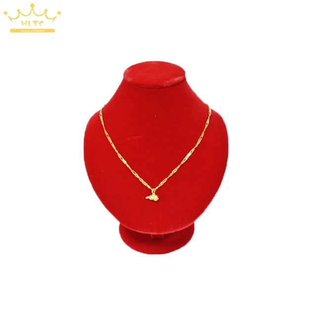 Quality Red Velvet Gold Necklace Portrait Pendant Display Rack Quality Red Velvet Gold Necklace Portrait Pendant Display Rack Jewelry Neckform Dispaly Stand