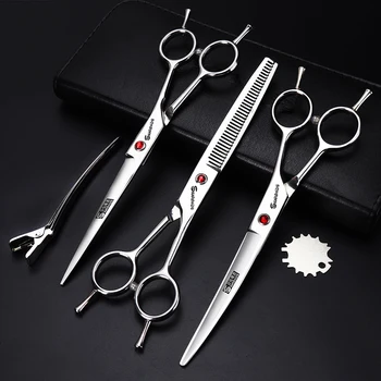 

7 Inch Haircut Hairdressing Scissors for Barbershop Professional Pet Curved Head Scissors Thinning Cutting Shears Barber Makas