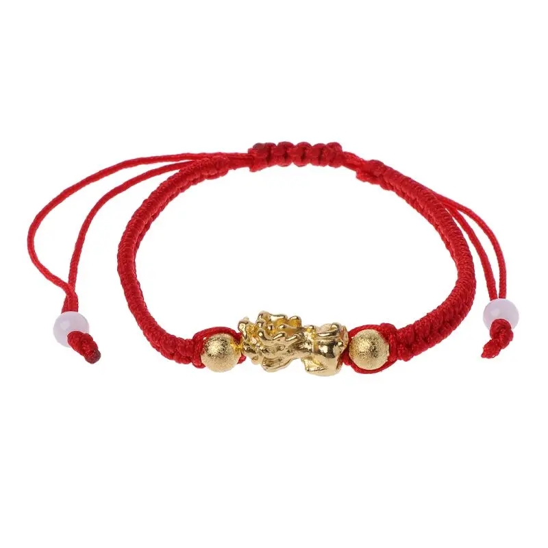 

Chinese Feng Shui Gold Pi Xiu Kabbalah Red String Bracelet Evil Eye Protection