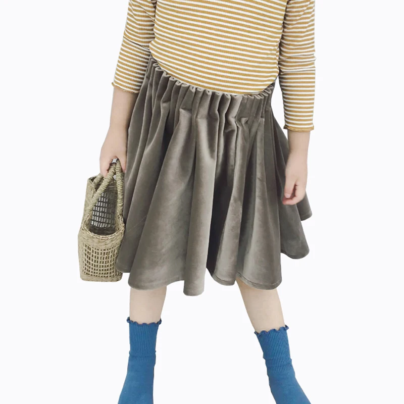 

2018 autumn winter baby girls skirts fashion velvet kids tutu skirt child pleated skirts toddler children clothing 2 3 4 5 6 yrs