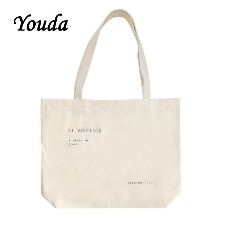 

Youda New Thin Canvas Bag Simple Letter Shoulder Bags Large Capacity Korean Style Simple Shopping Tote Fashion Handbag