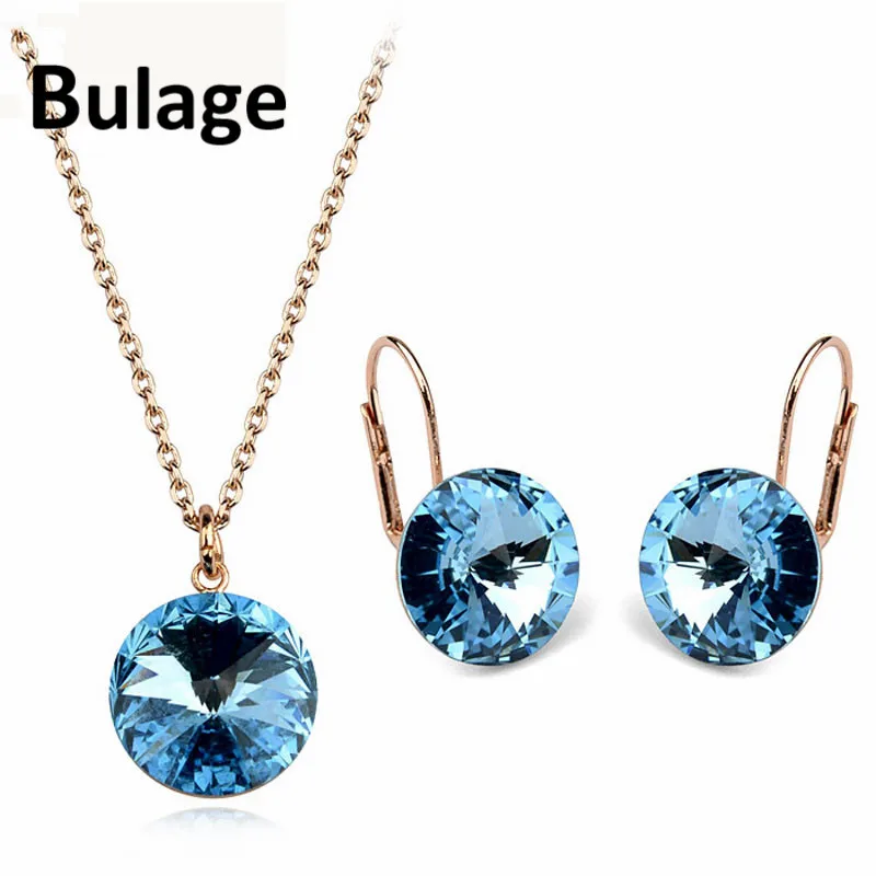 

Bulage Original Crystals From SWAROVSKI Bella Jewelry Sets Round Pendant Necklaces Piercing Earrings For Women Wedding