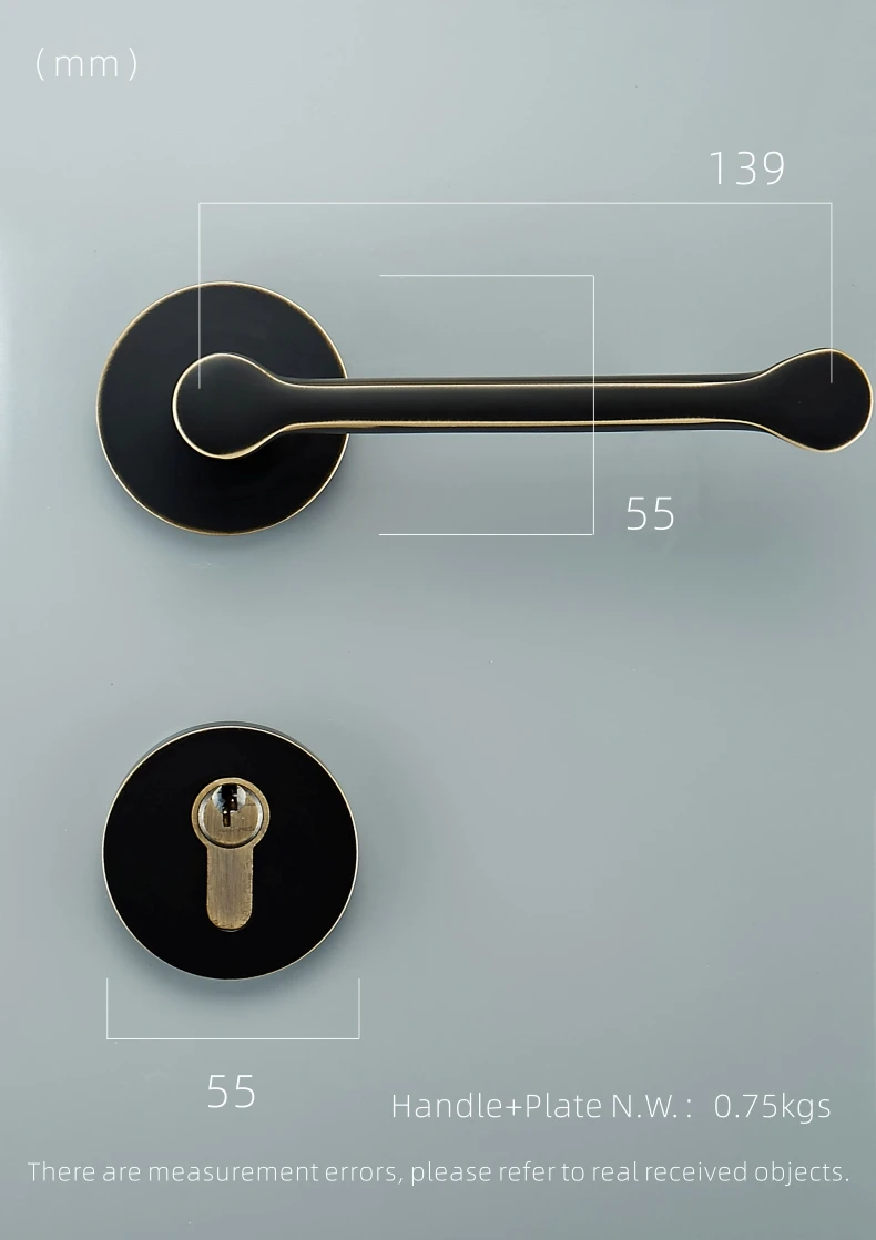 Dooroom Brass Door Lever American Nordic Modern Solid Wood Interior Door Lock Bedroom Split Safe Mechanical Set Handle Pull Knob