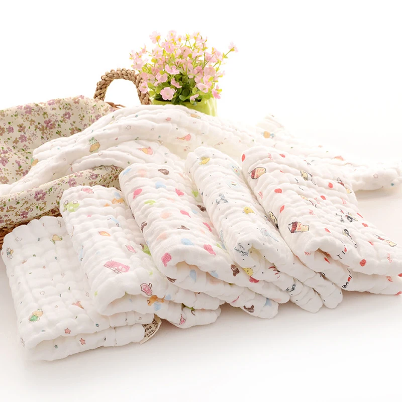 Face towel Baby Stuff for Newborns towel Bandana Handkerchief Thicken Gauze cotton cartoon Printing