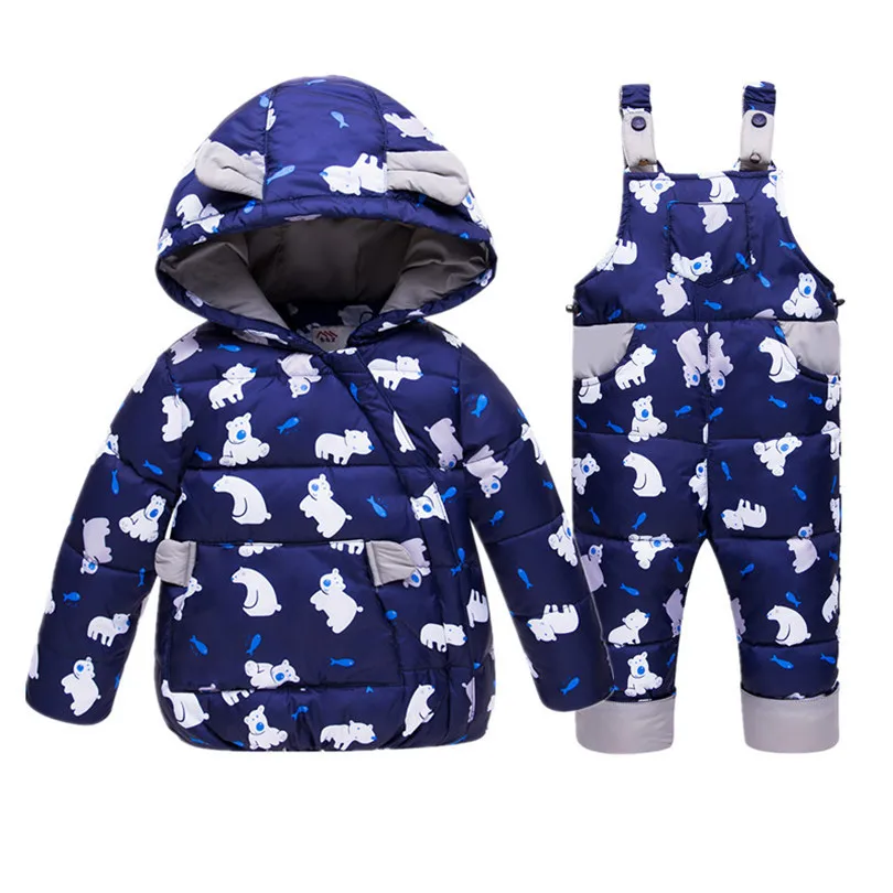 

Dulce Amor Winter Kids Duck Down Jacket Set Clothes for -30Degree 2PCS Warm Down Jacket+Romper Children Snowsuit Outerwear