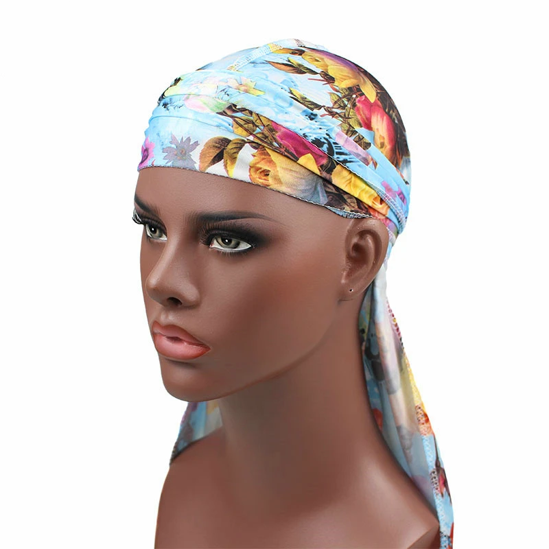 Мужские шапки унисекс DuRag с цветочным принтом тюрбан аксессуары для волос