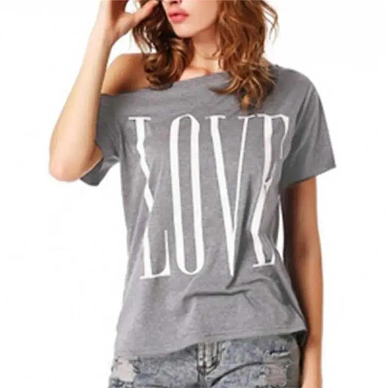 7 Colors XXL Plus Size Fashion T shirts Women Summer Casual LOVE Letter