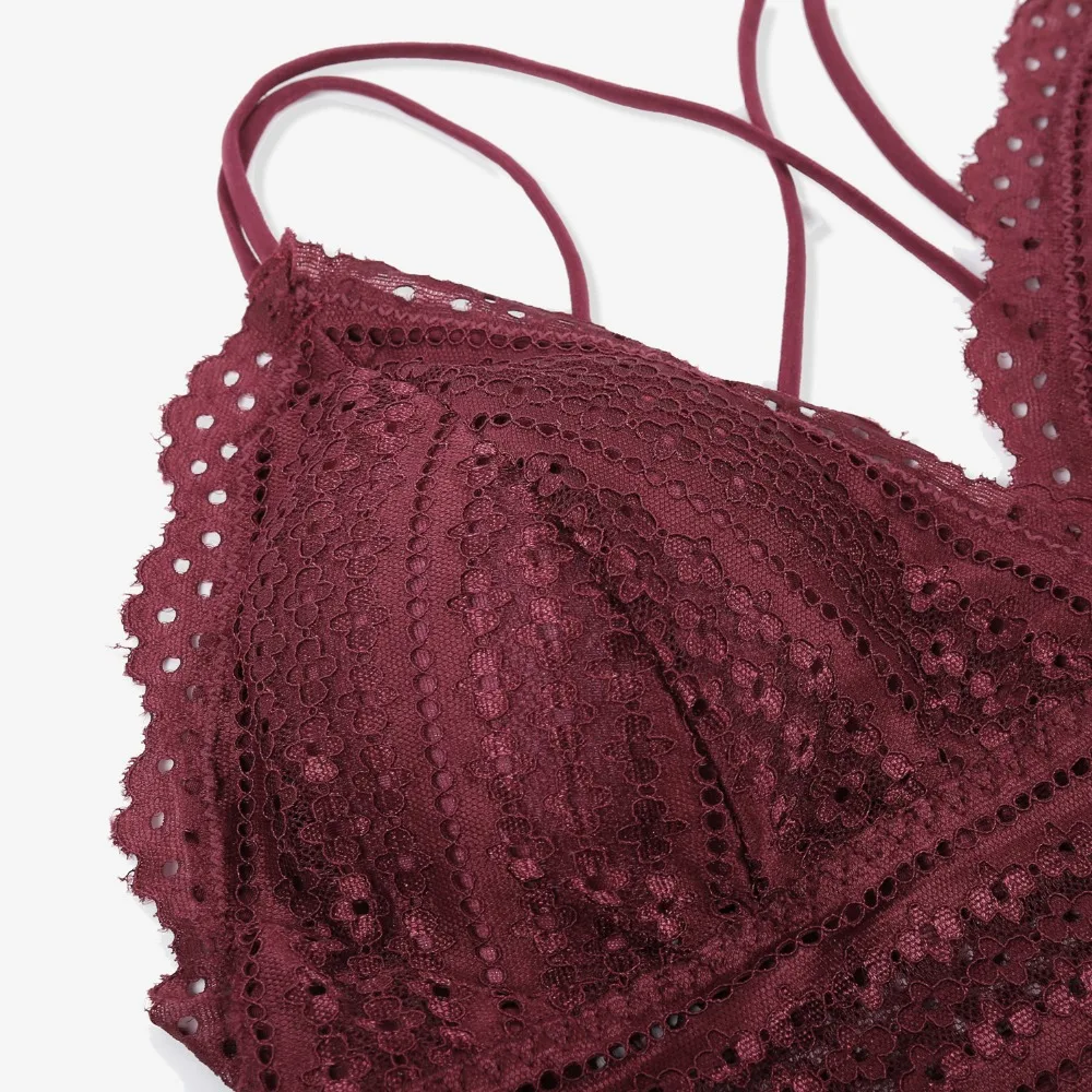 Fashion Bralette Sexy Lace Bra For Women Wireless Bra Backless Lingerie Racerback Sleep Charm Long Line Wire Free Underwear New