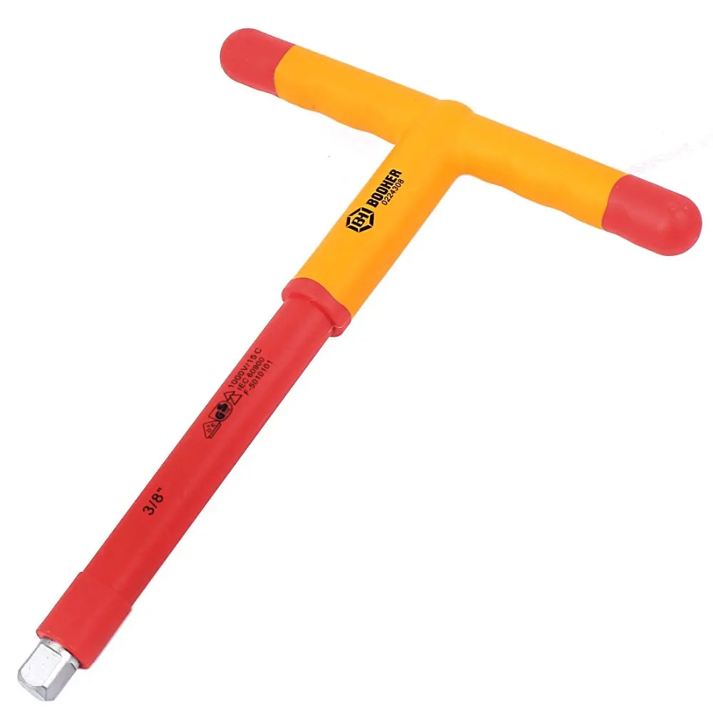 UXCELL Hot Sale BOOHER Authorized 1000V VDE 3/8" Square Tip Insulated T handle Wrench 200mm Long