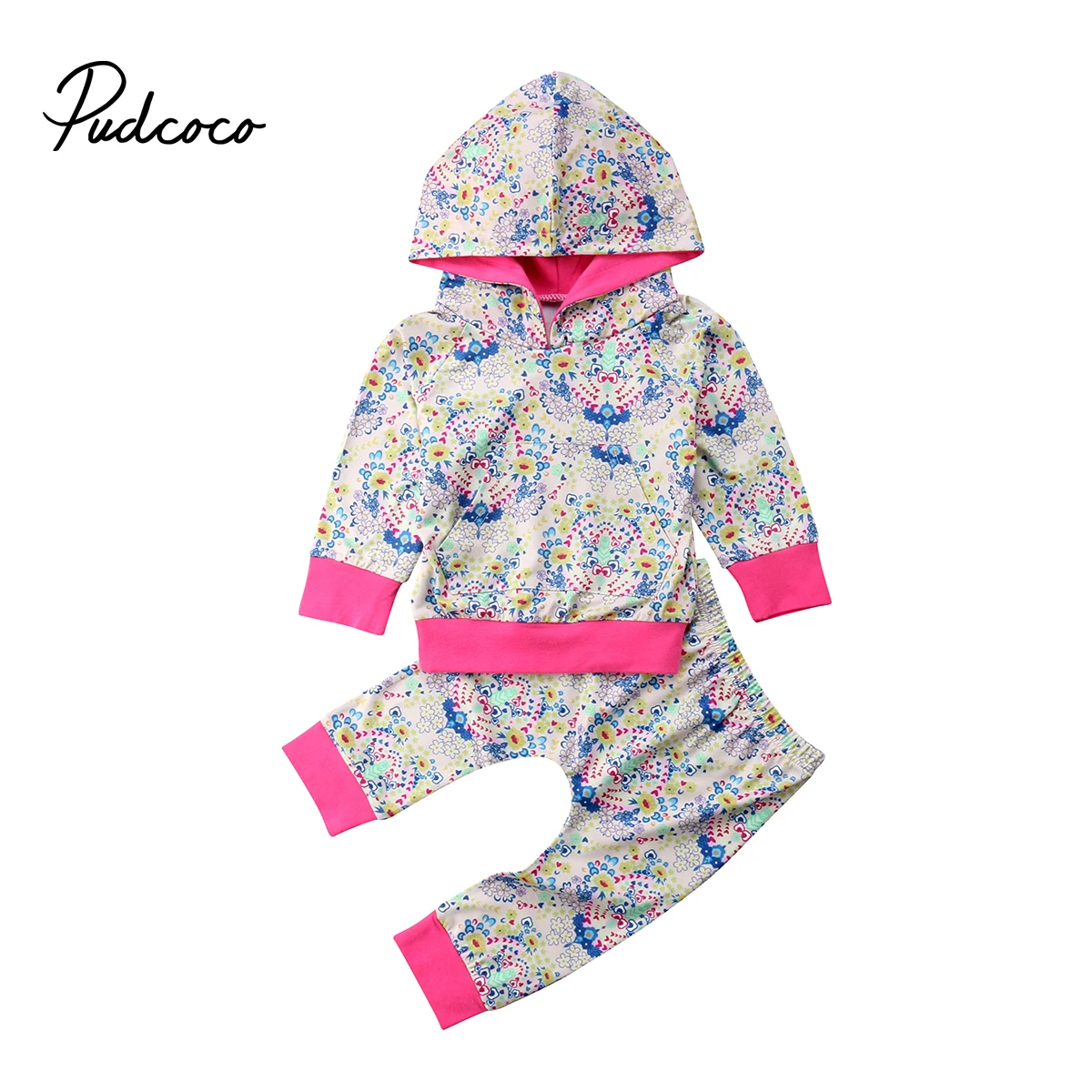 

Newborn Baby Girl Boy Colour Hoodie Sweatshirt Tops+Long Pants 2Pcs Outfits Set