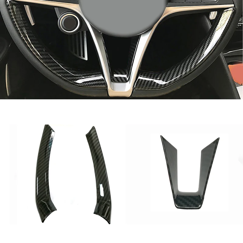 

Carbon fiber ABS steering wheel frame trim cover decorative accessories for Alfa Romeo Stelvio Giulia 2017 2018 car sticker