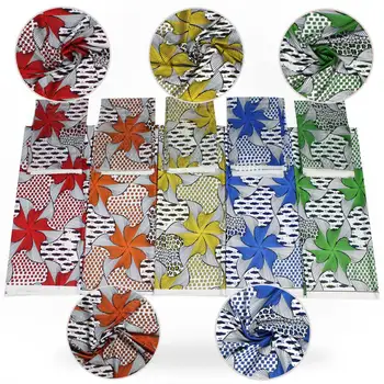 

4Yards Printed Satin Silk Fabric Anti-Pilling African Wax Pattern Satin Fabric for Party with 2yards scarf S180508