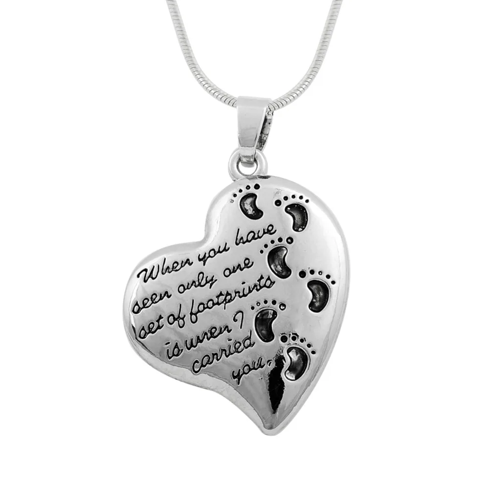 

My Shape Vintage Heart Shaped Footprints Pendant Necklace Baby Child Feet Family Jewelry Lead Free Nickel Free