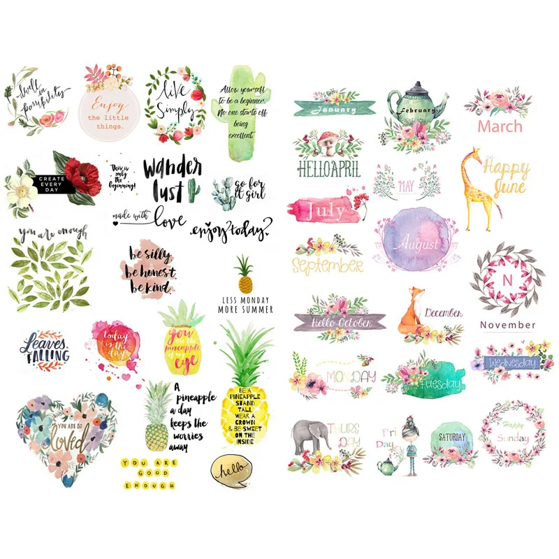 

1 PCS Kawaii Month Week Leaves Words Precut Sticker Kawaii Stationery Cute Post It Sticky Notes Planner Stickers Office Decor