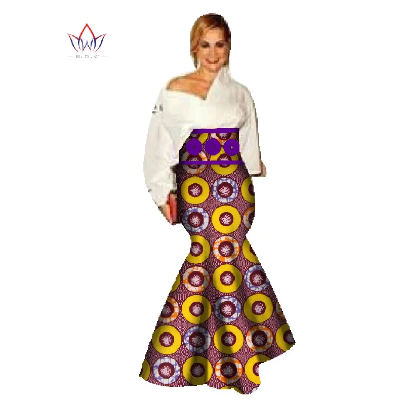 Юбка с Африканским принтом, модная женская одежда, длинные африканские юбки, макси-юбка русалки большого размера в африканском стиле Одежда brw WY078