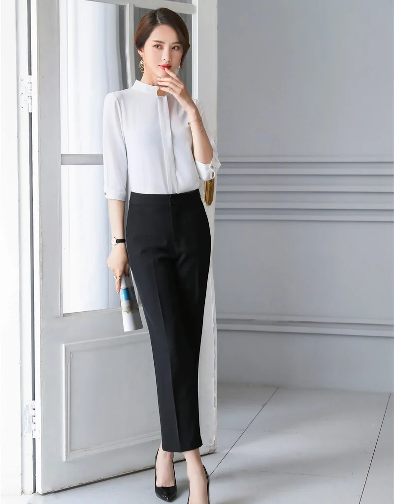 business pantsuit with blouse