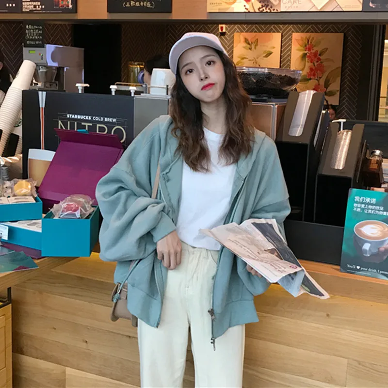 4 ألوان Mihoshop Ulzzang الكورية كوريا النساء ملابس عصرية عارضة Preppy مقنعين رمادي هوديس