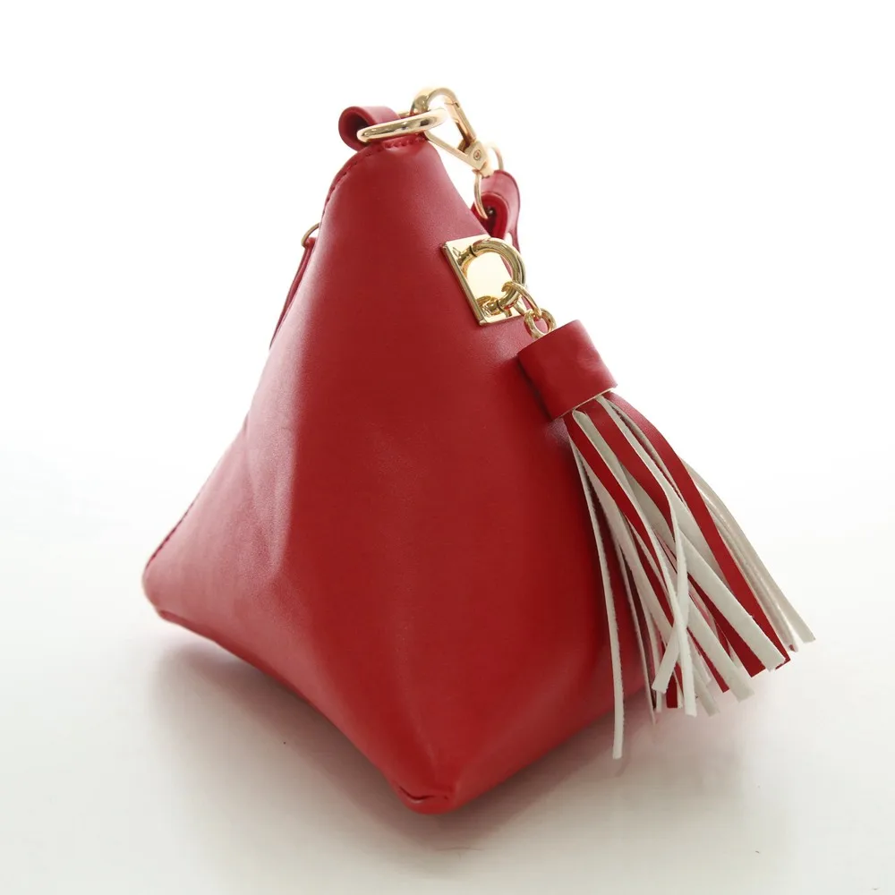 Triangle Shape Day Clutch Women Evening Bag PU Leather Wristlet Purses Tassel Small Handbags Herald Fashion New Arrivals (3)