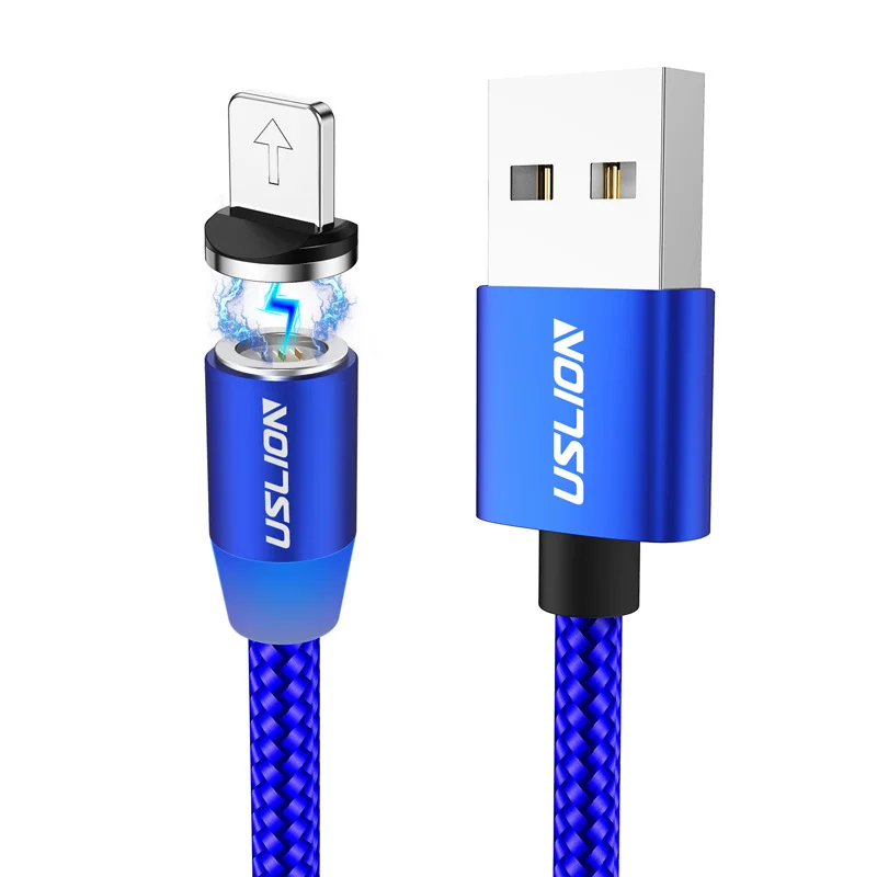 USLION 3A Магнитный кабель Micro usb type C Быстрая зарядка Micro usb type-C светодиодный зарядное устройство для телефона USB C для iPhone huawei Xiaomi кабель - Цвет: Blue