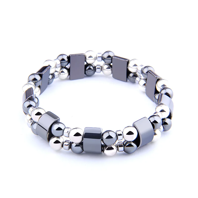 

Fashion Double Level Magnetic Hematite Woman & Man Bracelet Natural Healthy Gem Stone Bracelets Jewelry Accessories Couple Gifts