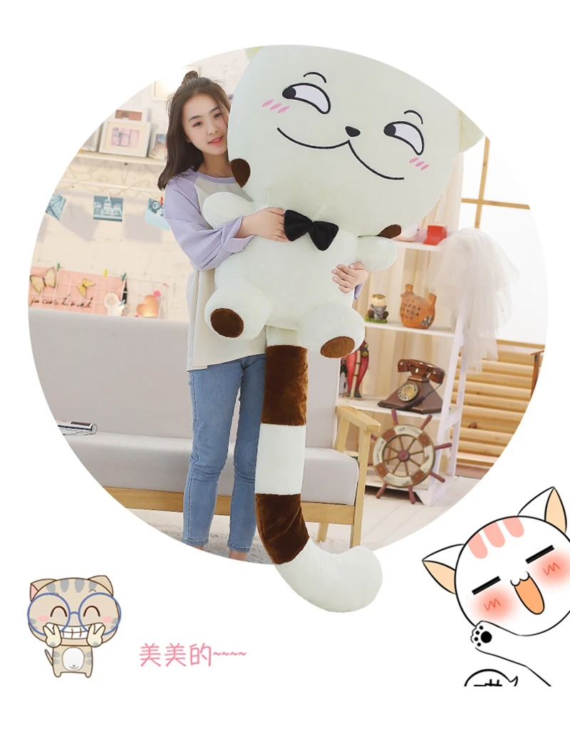 cute big face cat plush toy Korea doll large kawaii fat cats dolls sleeping pillow for girl birthday gift 39inch 100cm DY50305 (11)
