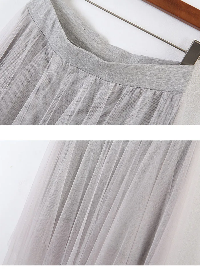 Сетчатая юбка средней длины нерегулярная Модальная женская летняя кружевная юбка средней длины с высокой талией плиссированная юбка миди