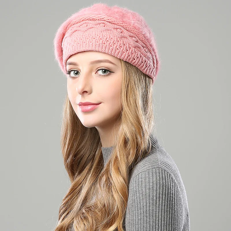 Фибоначчи брендовый качественный женский берет из кроличьей шерсти вязаная шапка осень зима шапка Модные женские береты