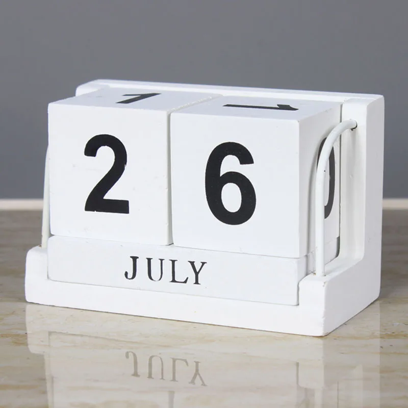 

Vintage Style Perpetual Calendar Wood Block Home Office Desktop Decoration LXY9 DC05