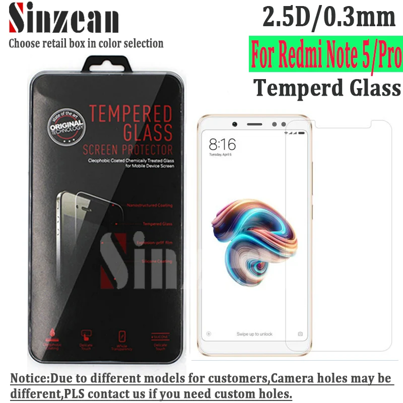 Sinzean 100 шт для Xiaomi Redmi Note 5 Pro 2.5D прозрачное закаленное стекло Защита экрана в