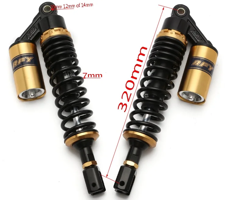 Универсальный 320 мм/340 мм/355 мм Воздушный амортизатор мотоцикла задняя подвеска для Yamaha мотора скутера ATV Quad черный и золотой - Цвет: 320MM