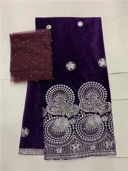 

Latest Style African Lace Fabric 2019 Purple Velvet Sequins Embroidery Lace Fabric Bridal Wedding Frenc 2 yards Mesh Lace Fabric