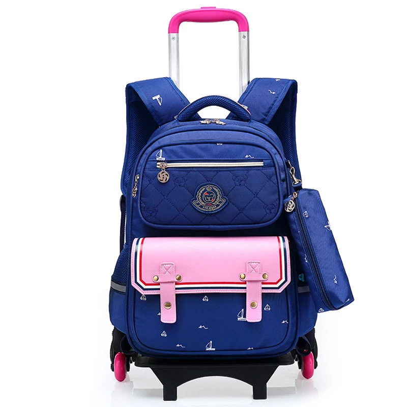 Fashion Removable Children School Bags with 6 Wheels Child Waterproof