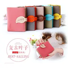 Frauen Retro Leder Blatt Geldbörse Kartenhalter Mehrfarbigen Kupplung Brieftasche Medium Tasche