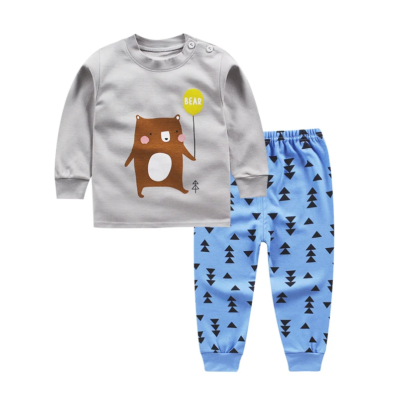 Комплекты для малышей, футболка+ штаны комплект из 2 предметов, осенне-зимняя одежда для маленьких девочек и мальчиков, комплект одежды комплект для малышей, детская одежда для новорожденных - Цвет: Серый