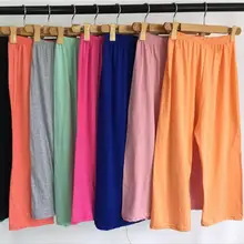 Хлопковые домашние укороченные хлопковые штаны для женщин, милые пижамные штаны для сна, Качественные однотонные женские Пижамные брюки