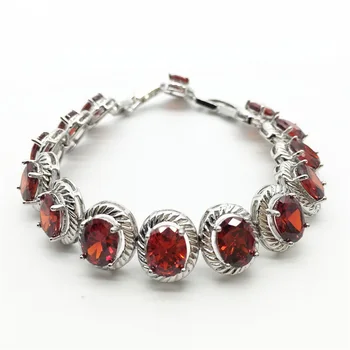 

wholesale Hot New Design Egg Shape RED Cubic Zirconia Tennis Bracelets For Women Wedding Gift Jewelry Hot Sale free shipping