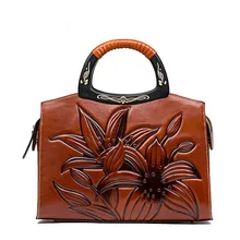 LUOFEIHUA новая кожаная сумка в этническом стиле Женская модная сумка с тиснением женская брендовая сумка