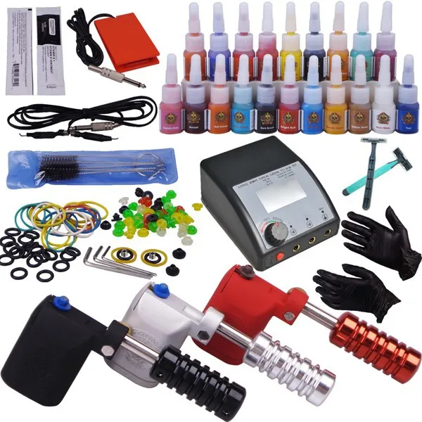 Abastecimento de Maquiagem Máquina de Tatuagem Permanente Armas Completo Body Piercing Profissional Rotativo 3 Kit 2 Beleza e saúde