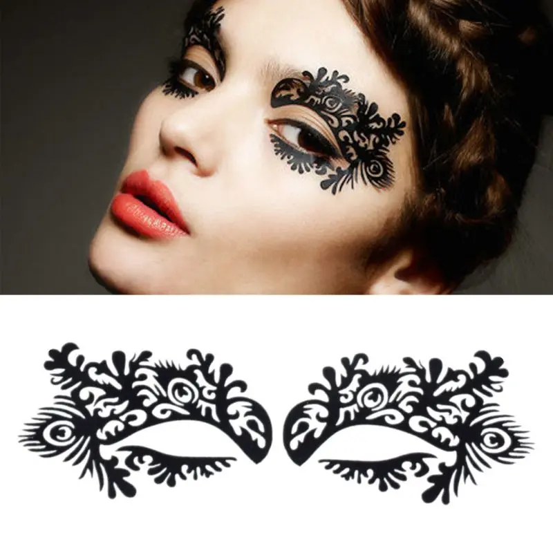 

Retro Black Lace Veil Eyes Cover Sexy Half Face Mask Sticker Halloween Party Masquerade Cosplay