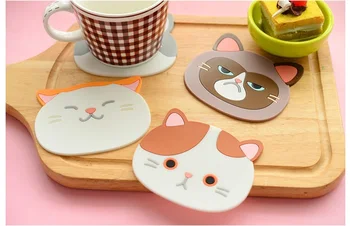 

Cute Cat Silicone Cup Mats Heat insulation Bowl Pad Non-slip Coaster wen6184